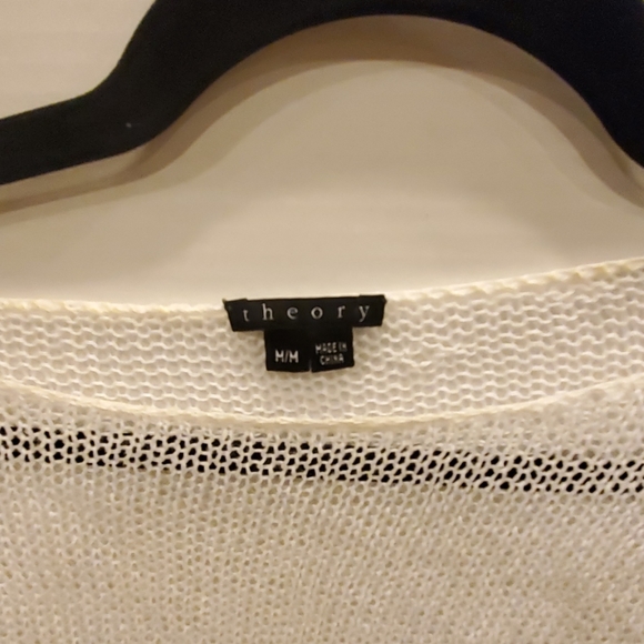 SOLD!!! THEORY White Linen Cropped Sweater - Size Medium - Picture 3 of 5